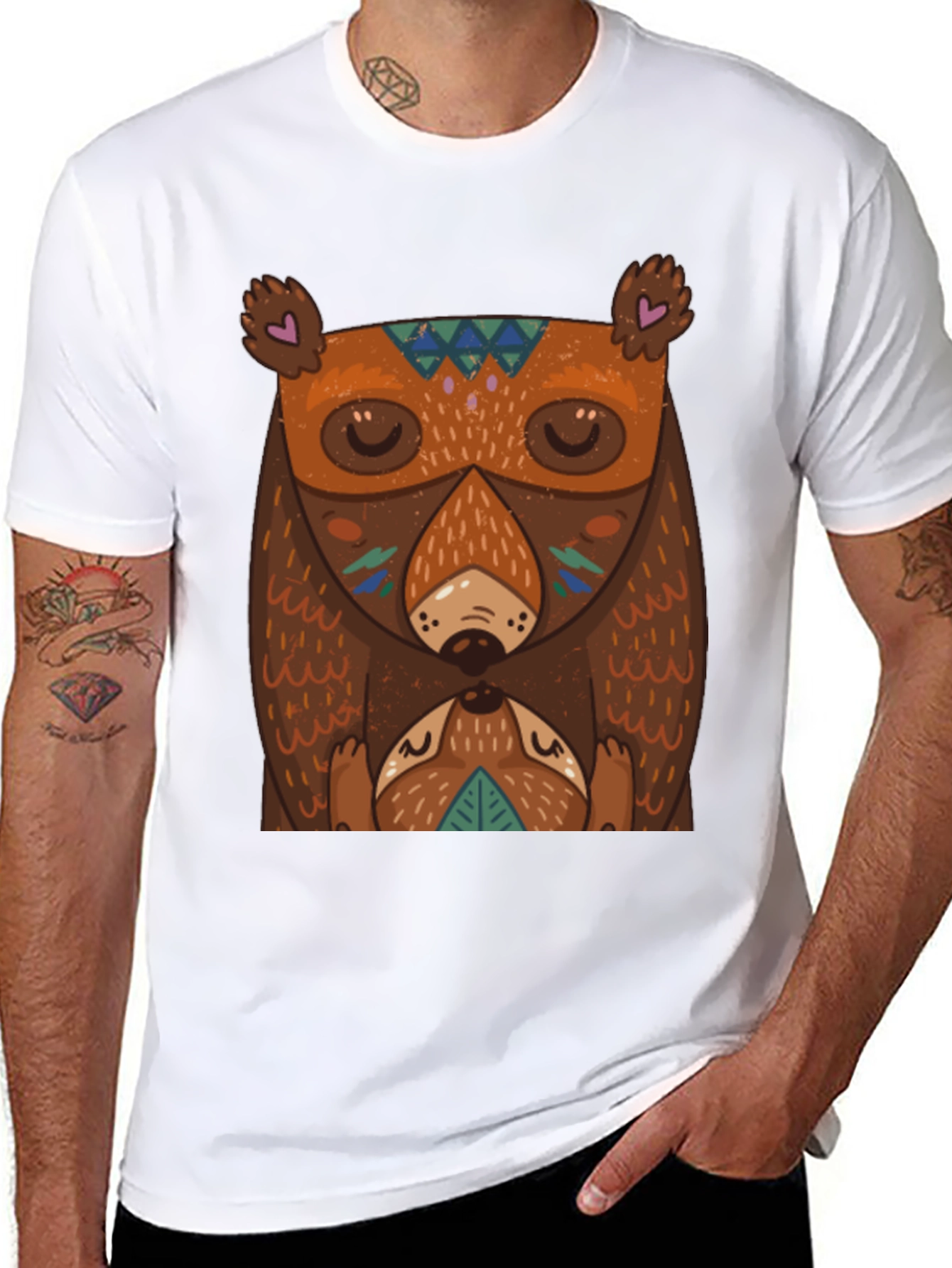 Black Bear Graphic T-Shirt - Unique Tribal Design view 8