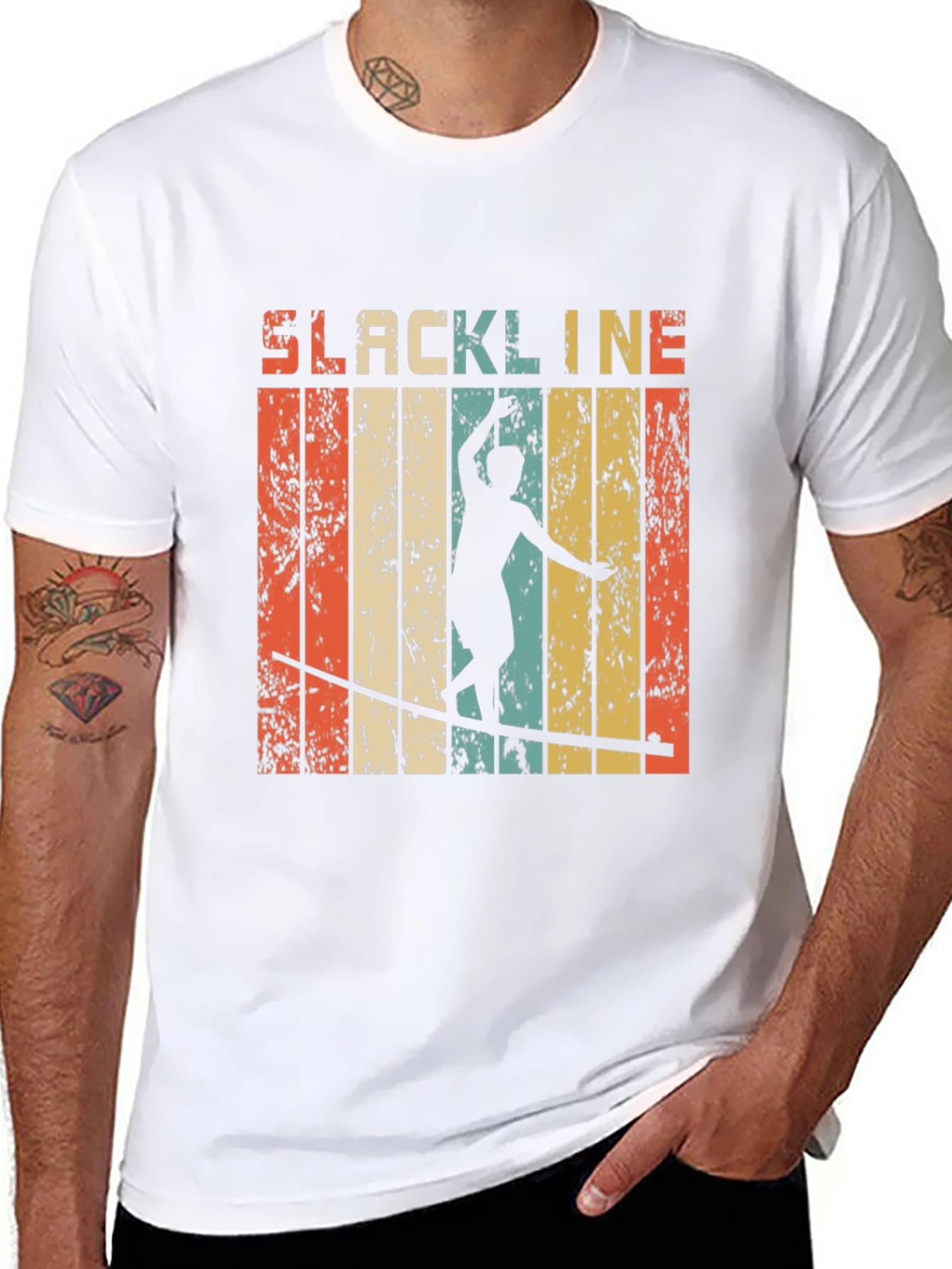 Black Retro Slackline T-Shirt - Vintage Style Black Tee view 8