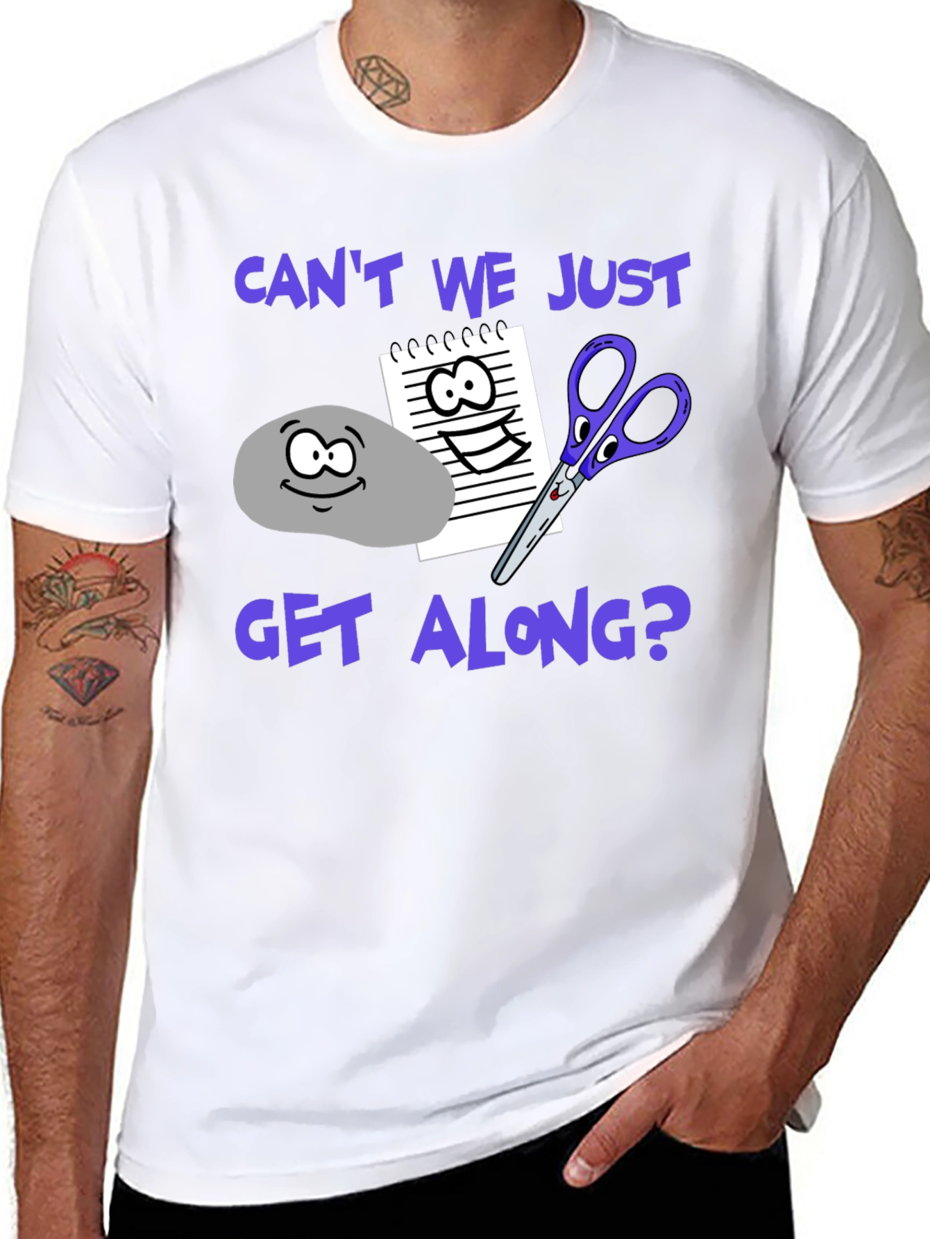 Black Rock Paper Scissors 'Can't We Just Get Along?' Graphic T-Shirt view 8