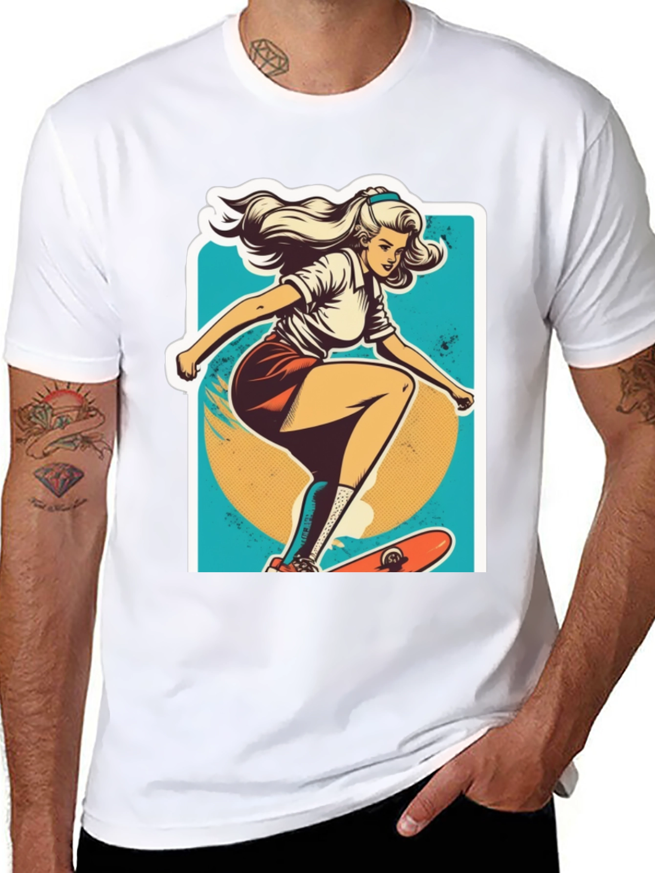Black Skater Girl Graphic Tee - Cool Retro Style view 8