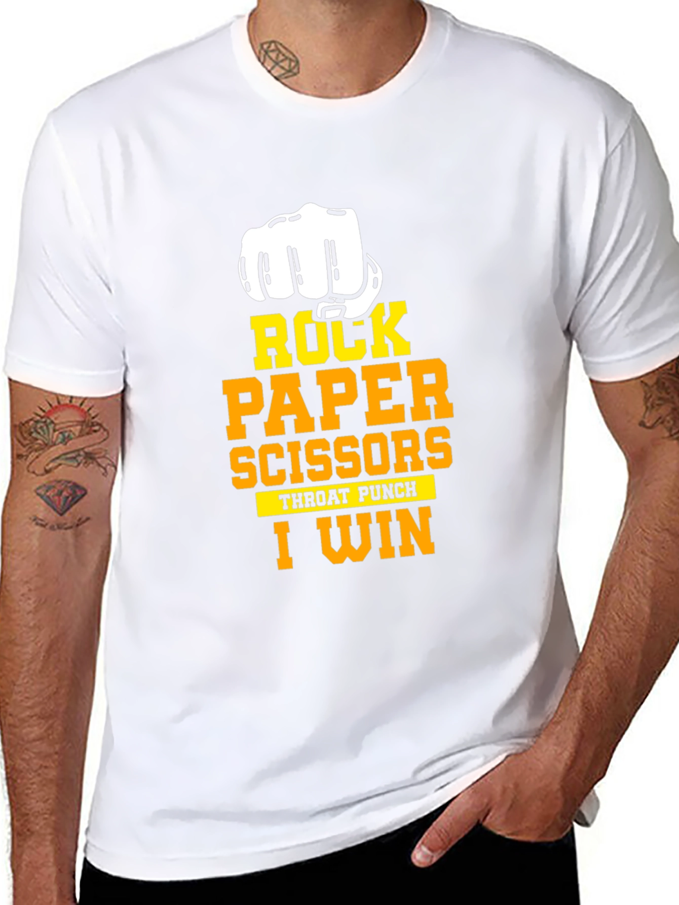 Black Rock Paper Scissors I Win Black T-Shirt view 8