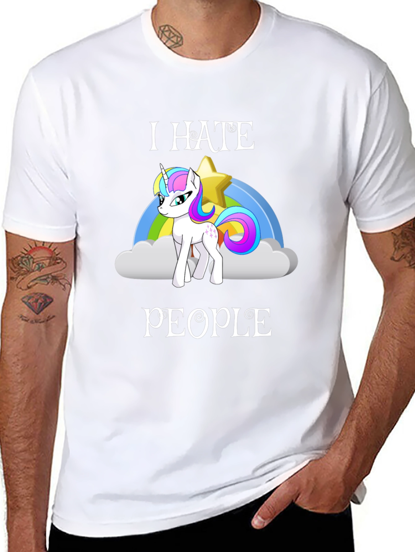 Black I Hate People Unicorn T-Shirt view 8