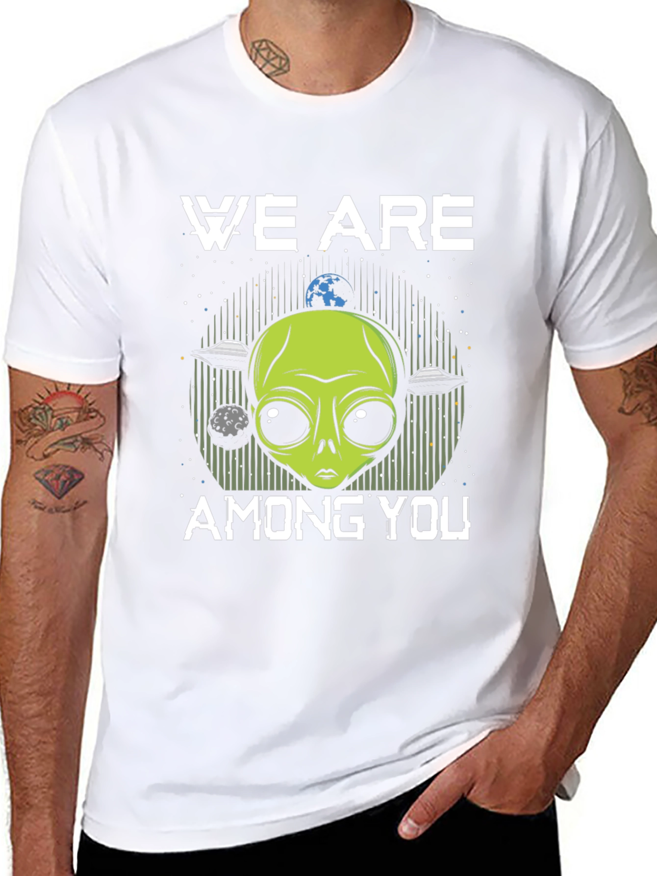 Black We Are Among You Alien Graphic T-Shirt view 8