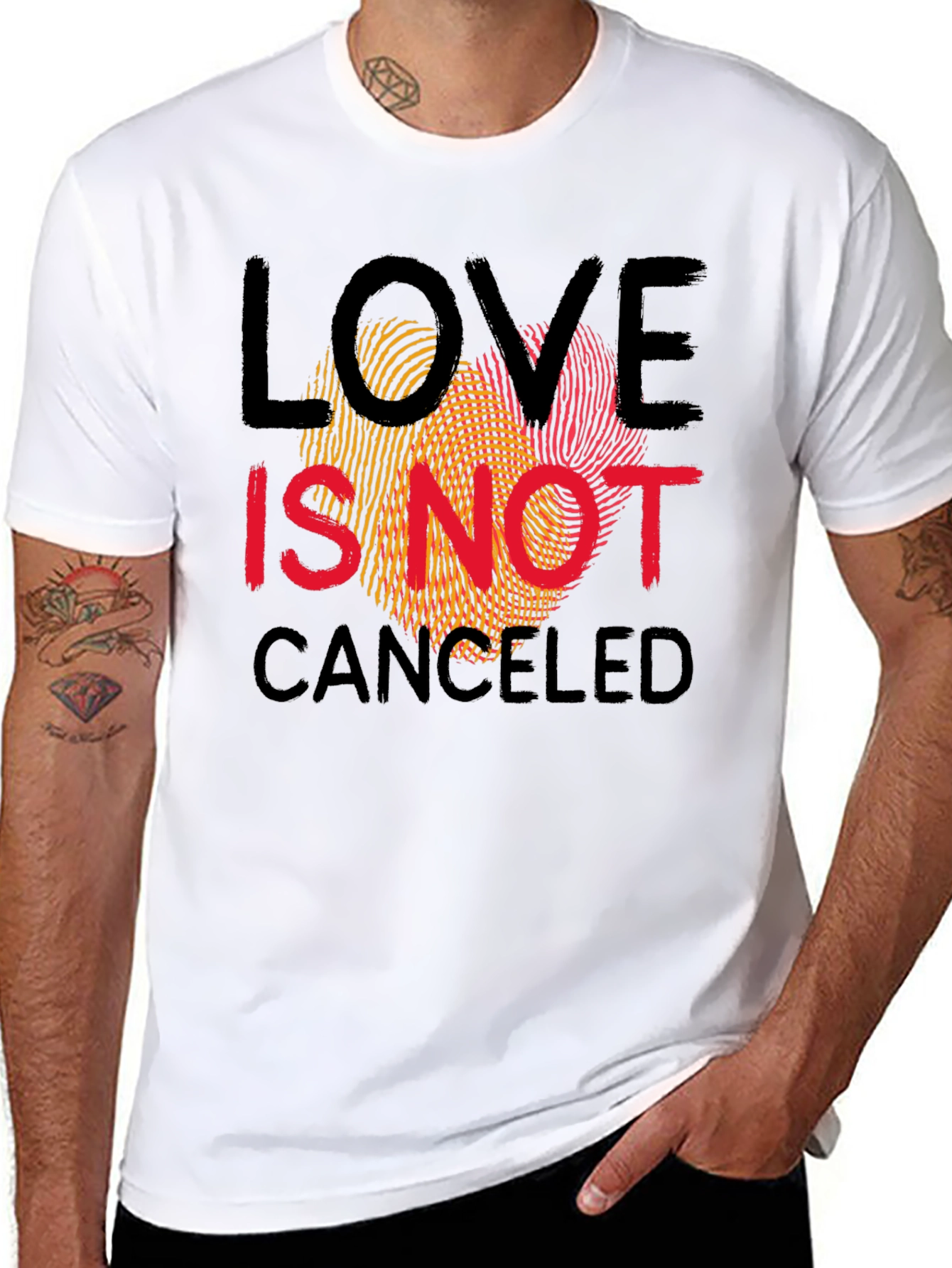 Black Love Is Not Canceled Graphic Tee - Black Crew Neck view 8