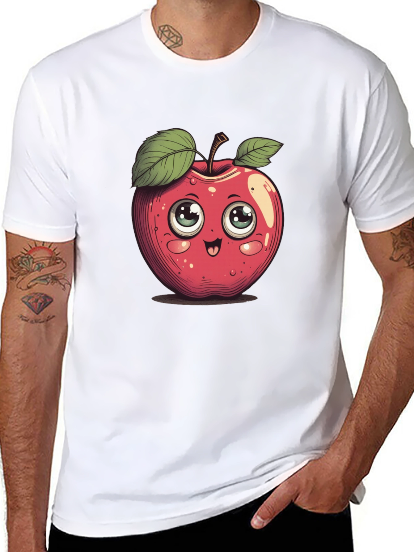 Cute Cartoon Apple Graphic Tee - 8