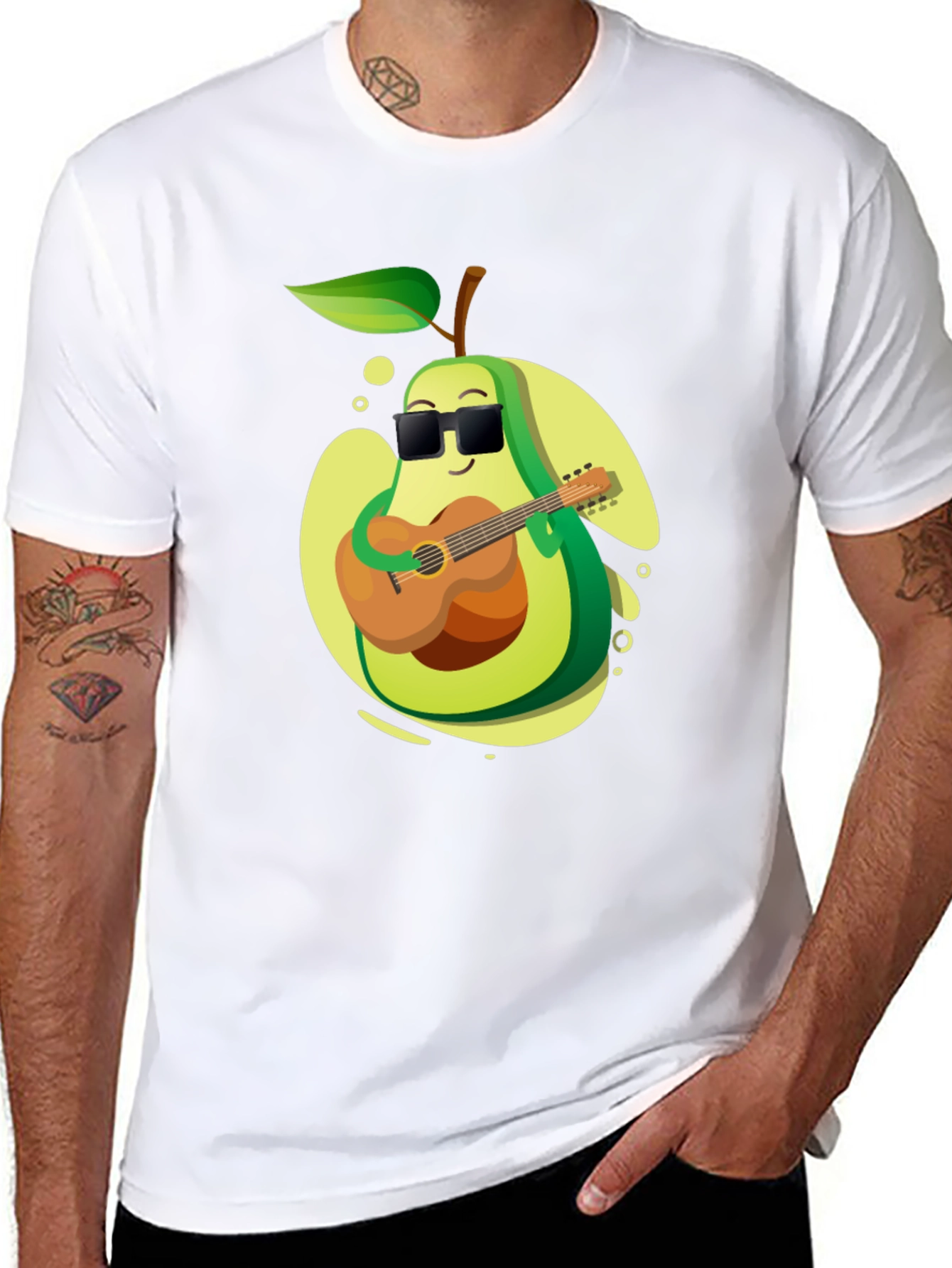 Black Avocado Guitarist Graphic T-Shirt - Cool Music Lover Tee view 8