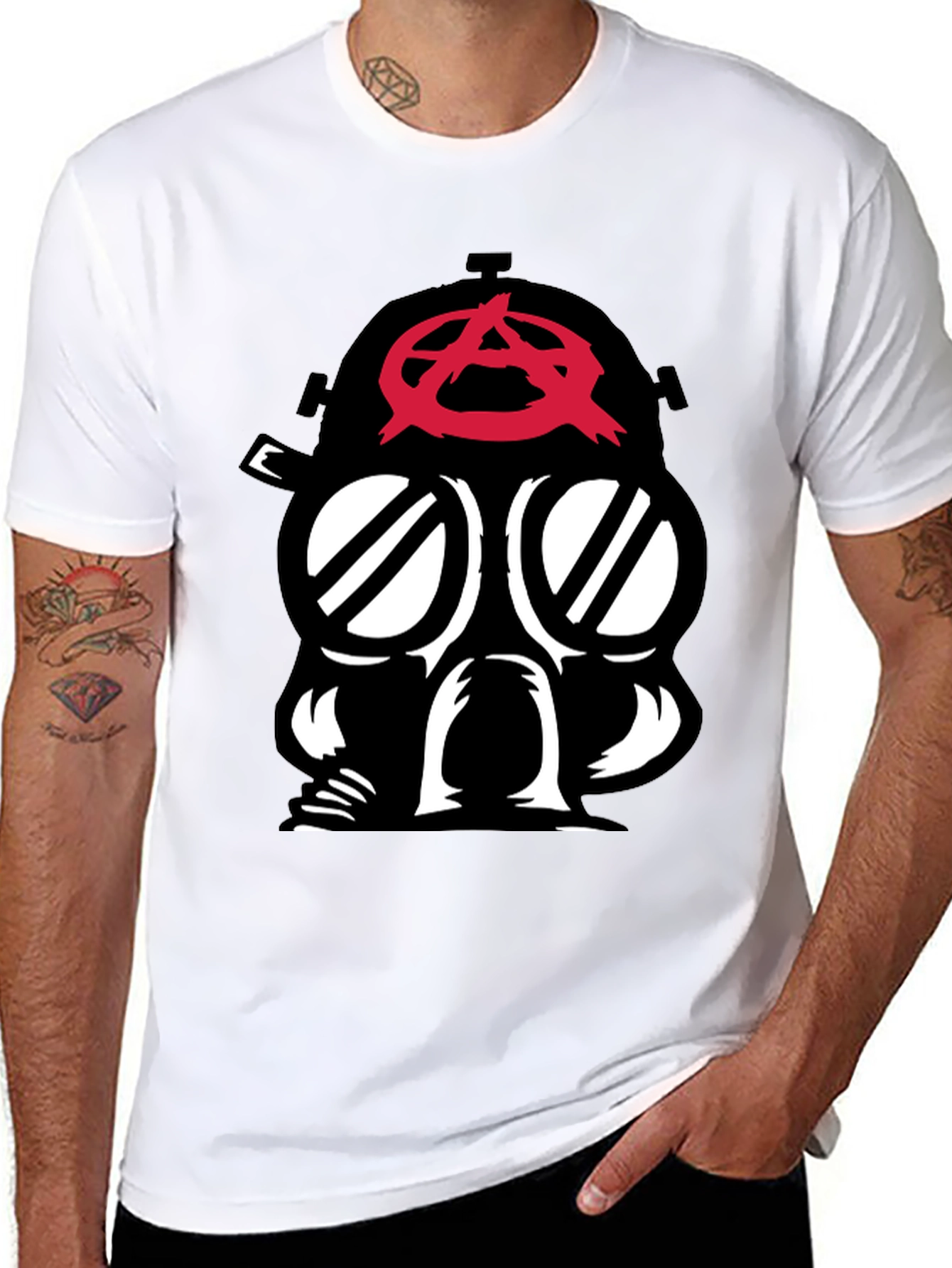 Black Anarchy Gas Mask Graphic Tee - Bold Statement view 8