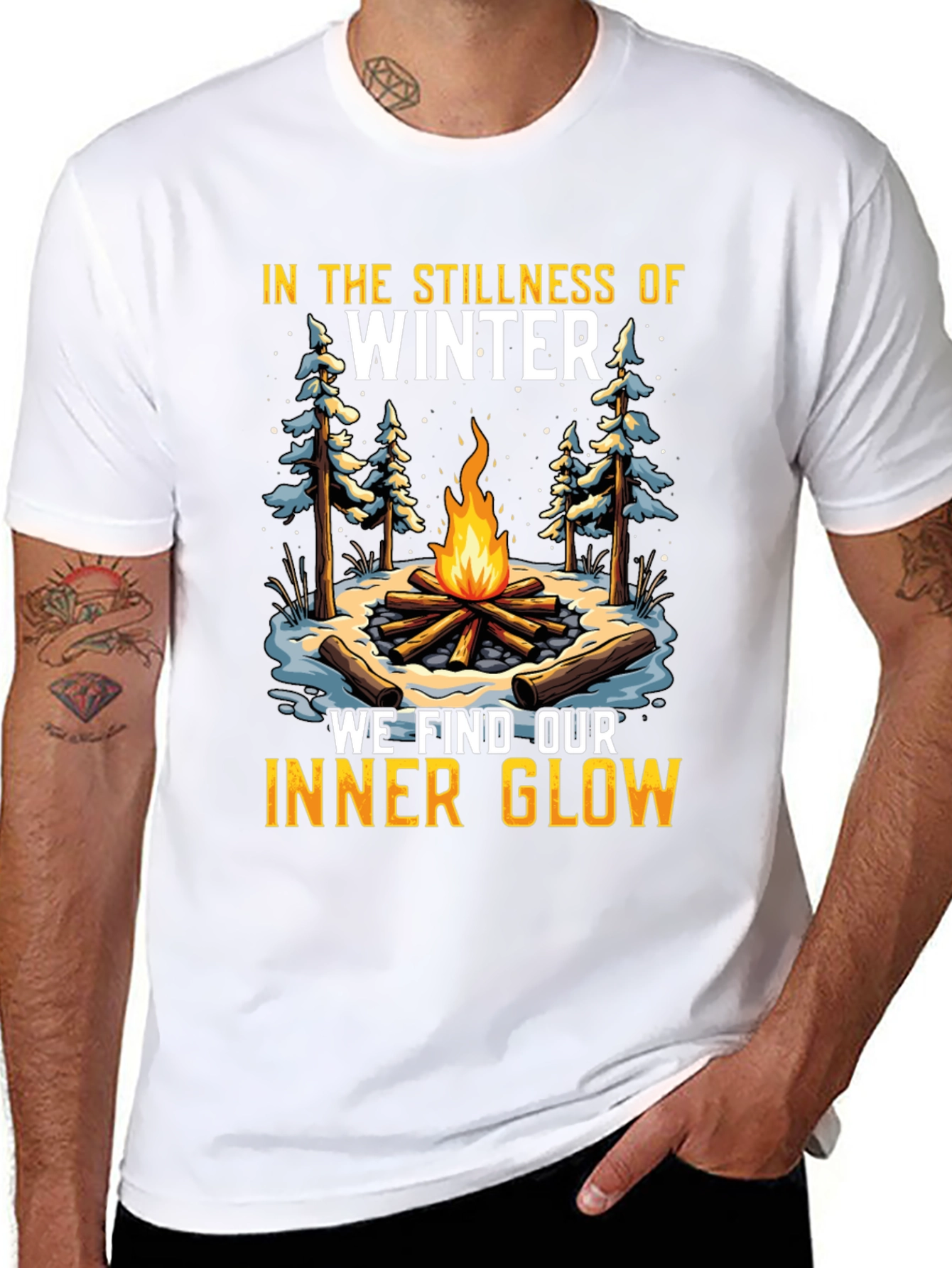 Black Winter Campfire Graphic Tee view 8