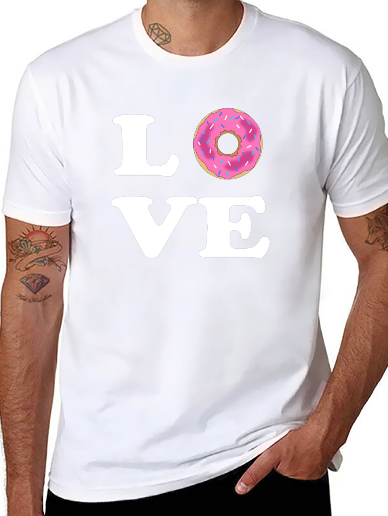 Black Love Donut Graphic Tee - Black Cotton T-Shirt view 8