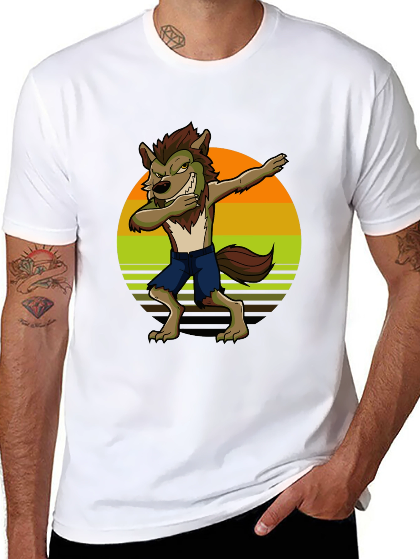 Black Dabbing Werewolf Graphic T-Shirt view 8