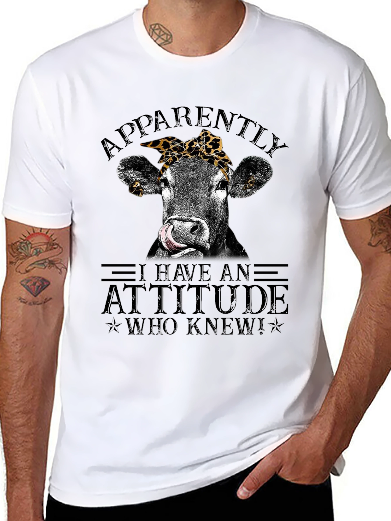 Black Funny Cow Attitude Graphic T-Shirt view 8