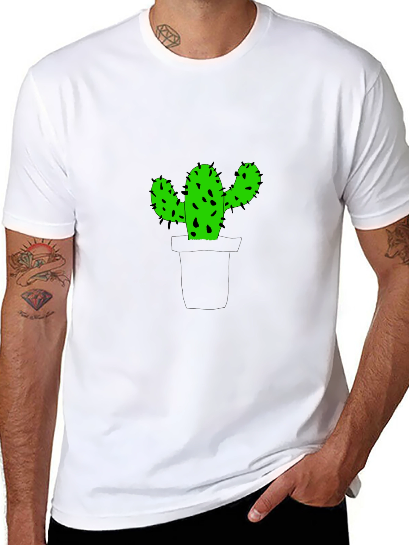 Black Cactus Graphic Print Black T-Shirt view 8