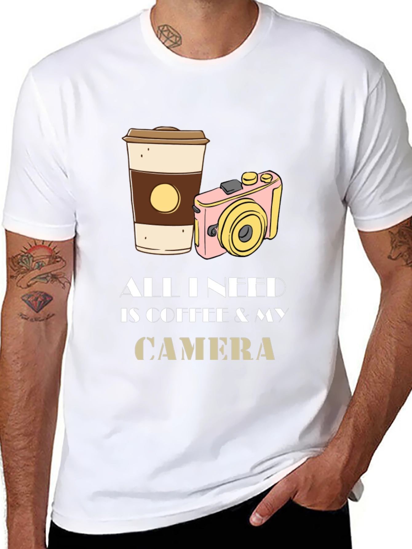 Black Coffee & Camera Graphic Tee - Photography Lover's T-Shirt view 8