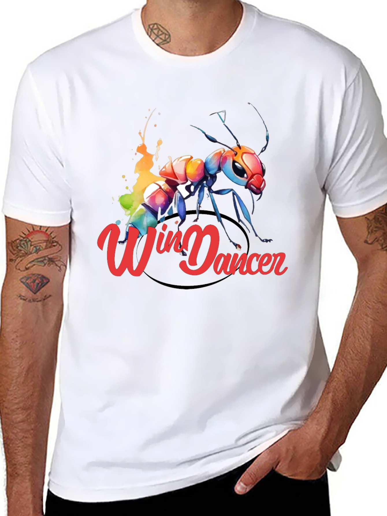 Black Win Dancer Ant Graphic Tee - Unique Design view 8