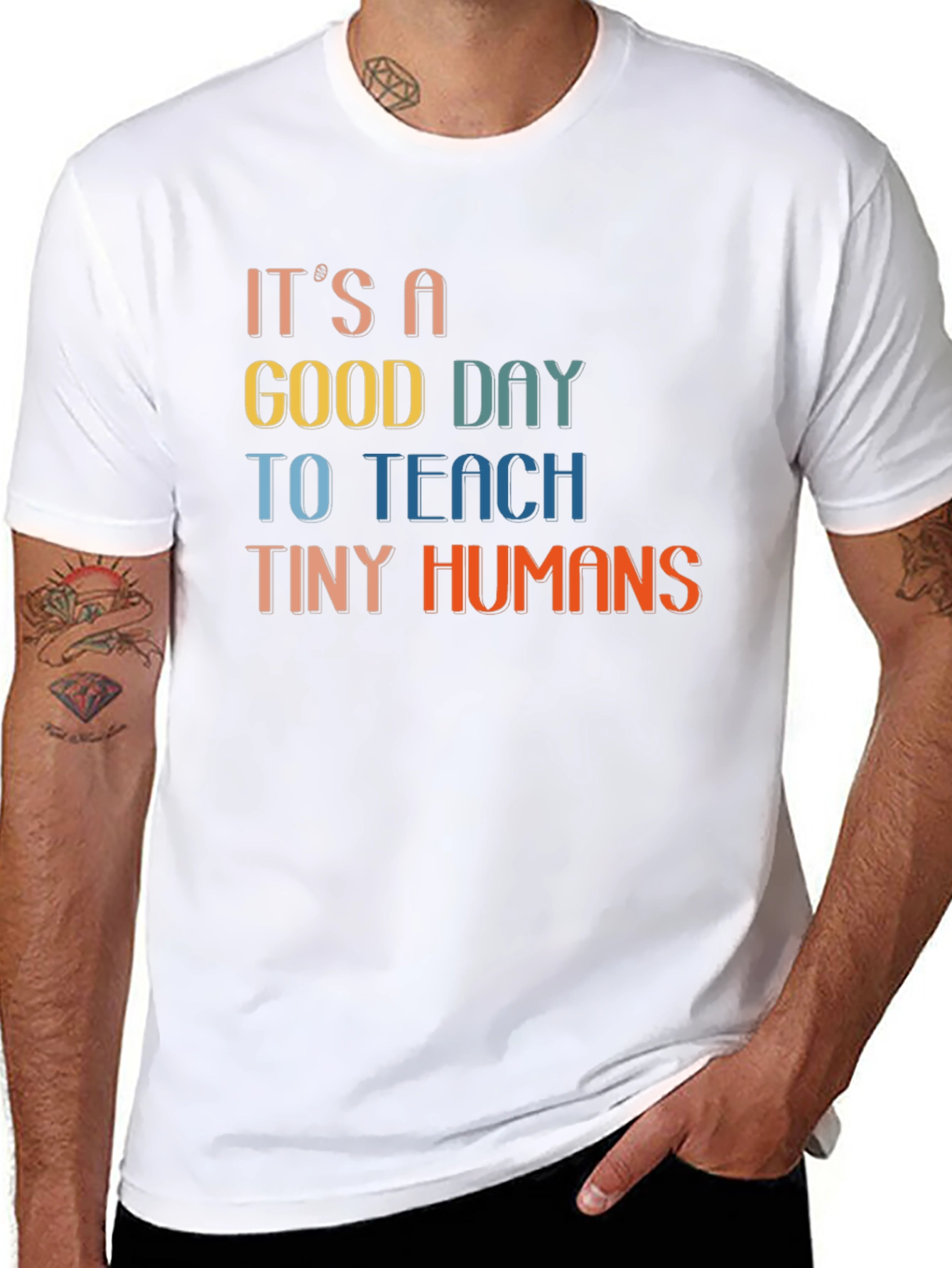 Black It's A Good Day To Teach Tiny Humans Black T-Shirt view 8