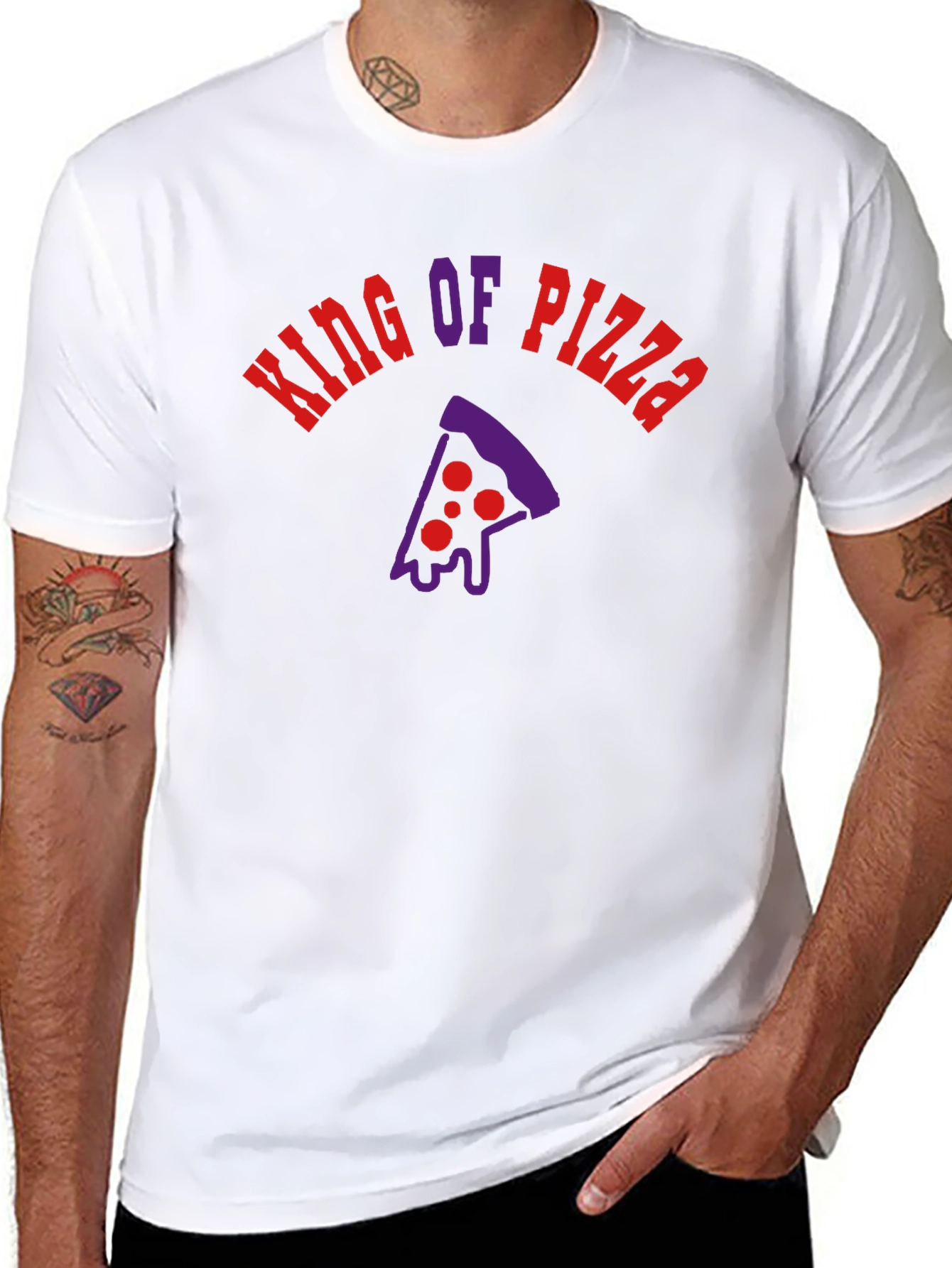 Black King of Pizza Black Graphic Tee - Foodie Fashion view 8
