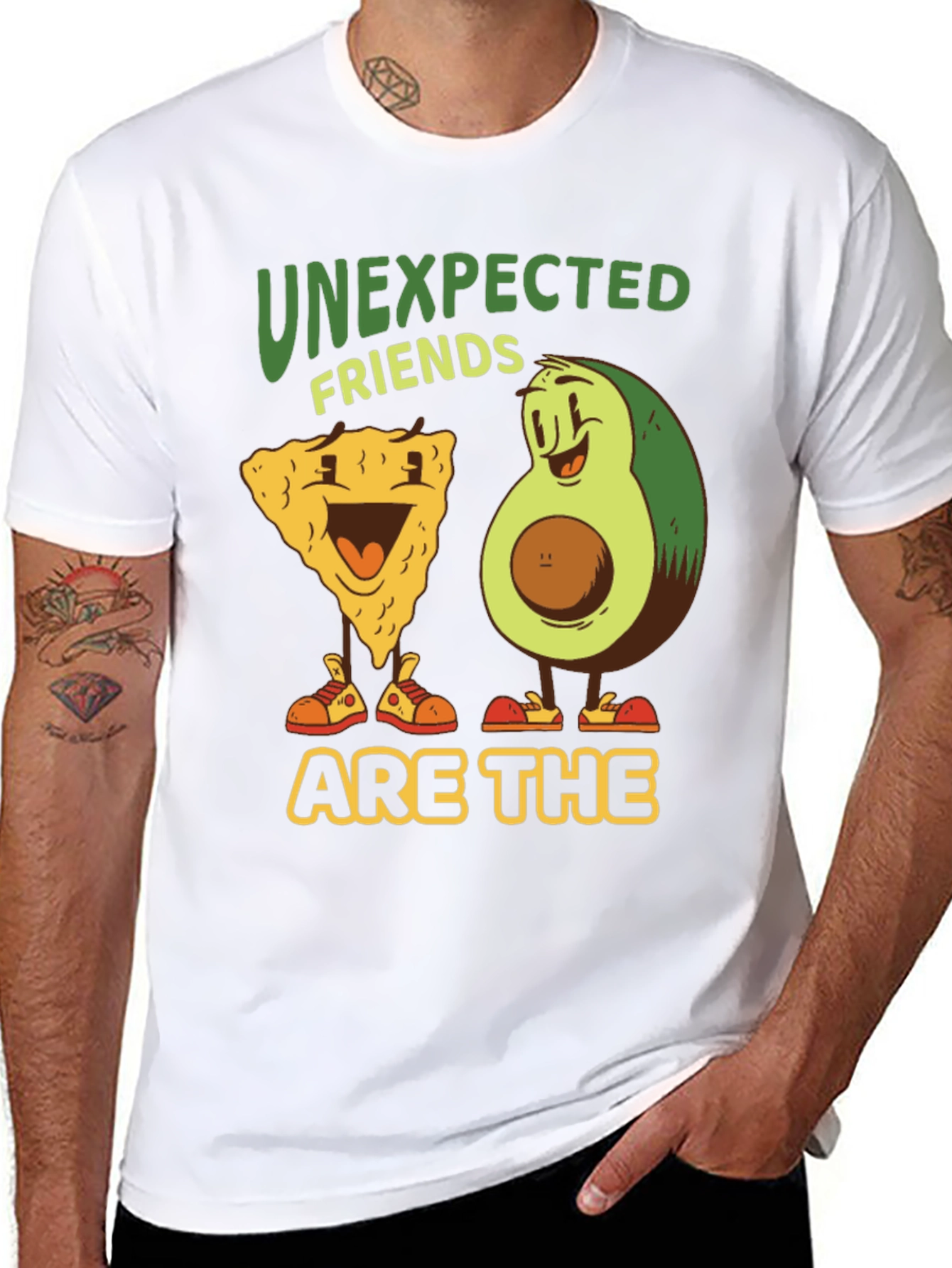 Black Unexpected Friends Graphic Tee - Avocado & Chip view 8