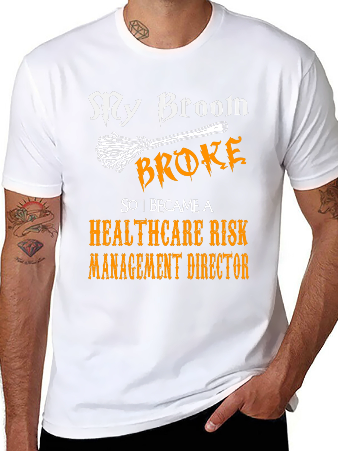 Black My Broom Broke Healthcare Risk Management Director T-Shirt view 8