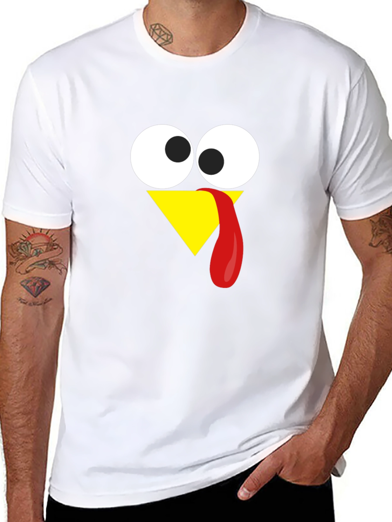 Black Funny Turkey Face Thanksgiving T-Shirt view 8