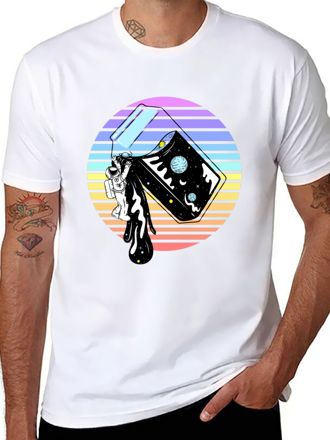 Black Retro Space Pour T-Shirt view 8