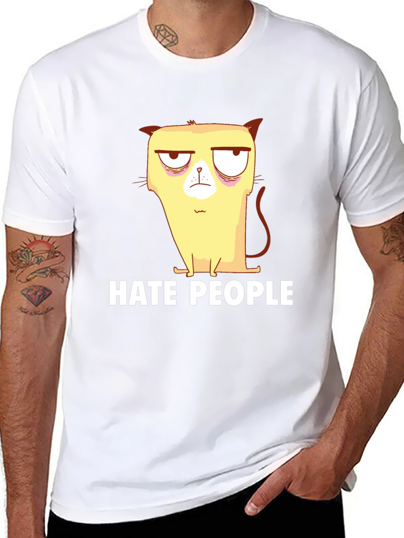 Black Grumpy Cat Hate People Black T-Shirt view 8