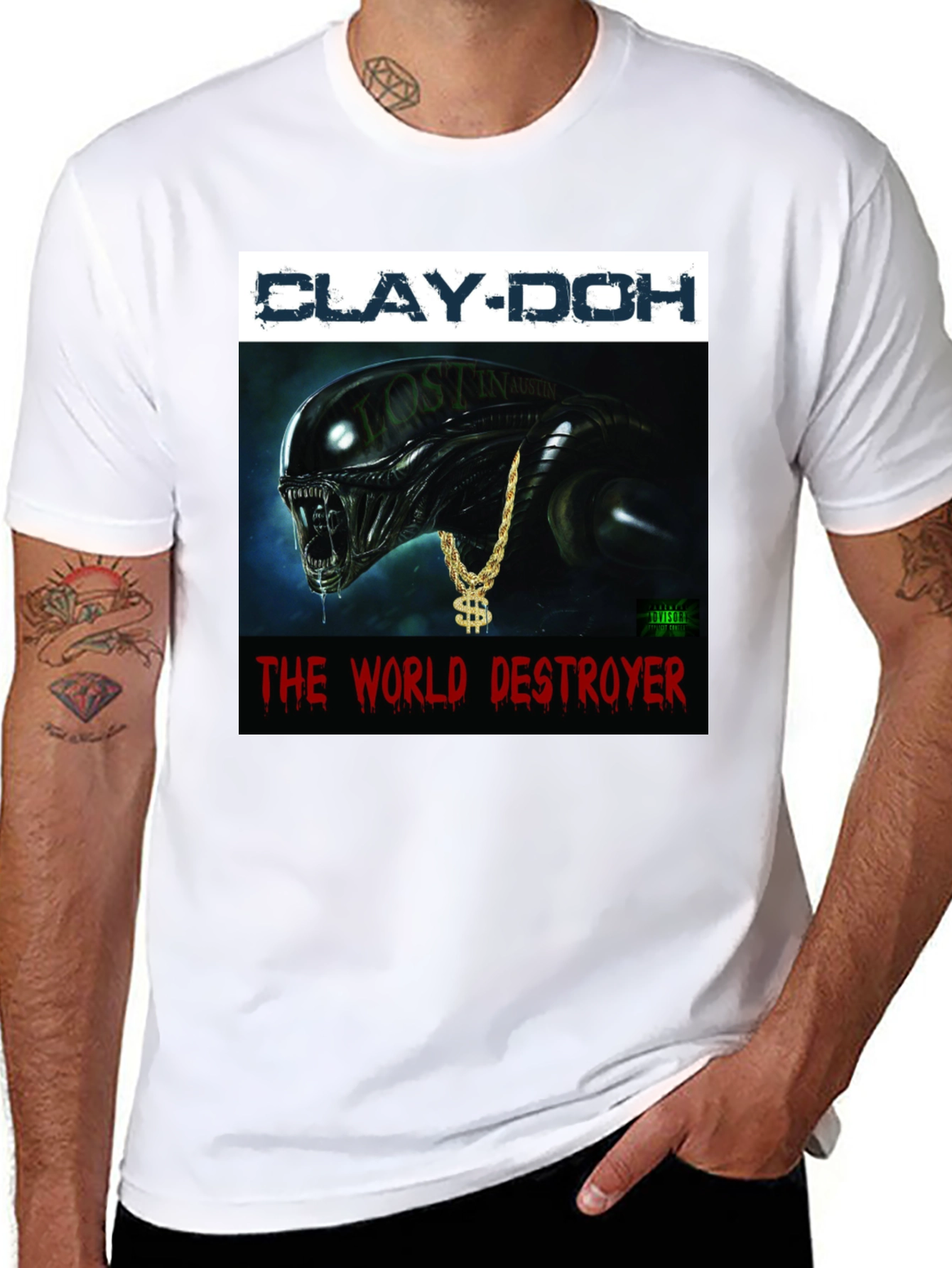 Black Clay-Doh The World Destroyer Graphic T-Shirt view 8