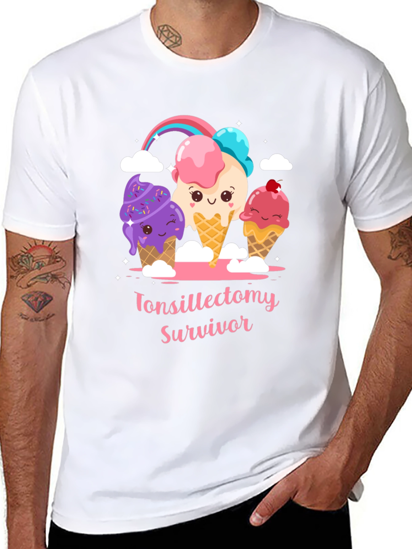 Black Tonsillectomy Survivor Ice Cream T-Shirt view 8