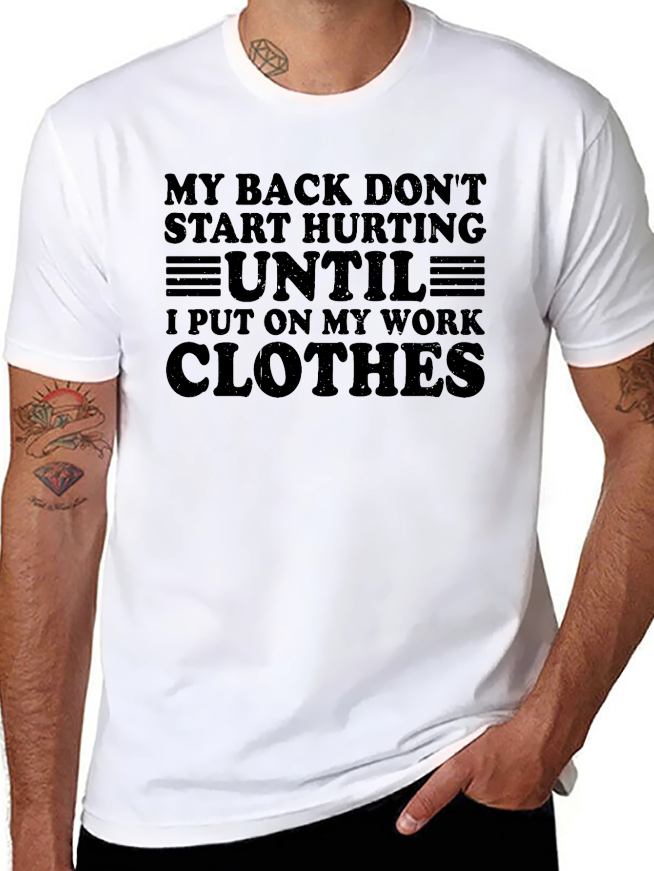 Black Funny Back Pain Work Clothes Graphic Tee view 8