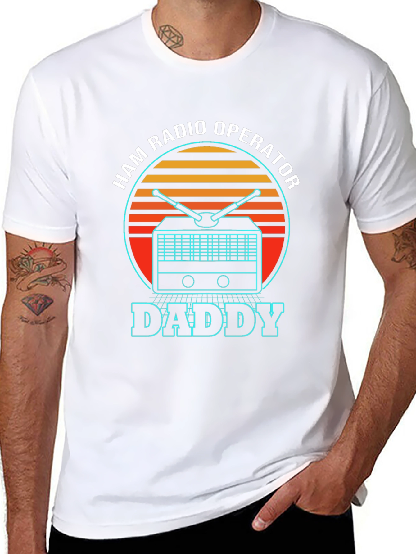 Black Ham Radio Operator Daddy T-Shirt - Retro Design view 8