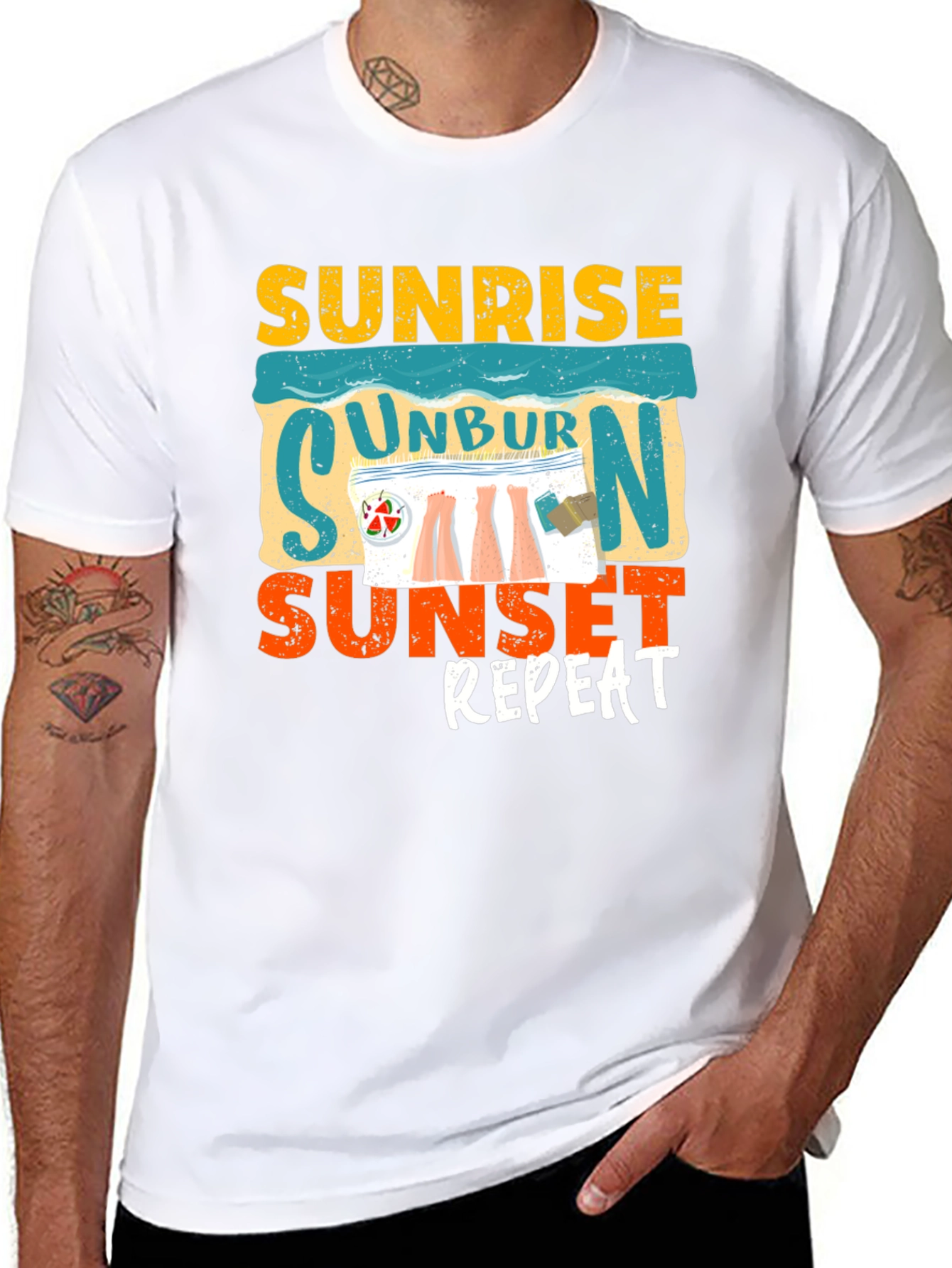 Black Sunrise Unburn Sunset Repeat Graphic Tee view 8