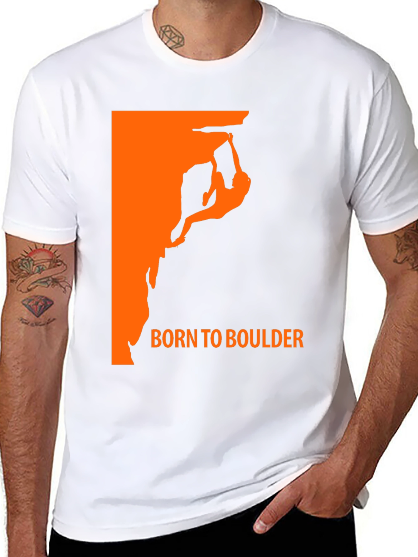 Black Born to Boulder Black Graphic Tee for Rock Climbing Enthusiasts view 8