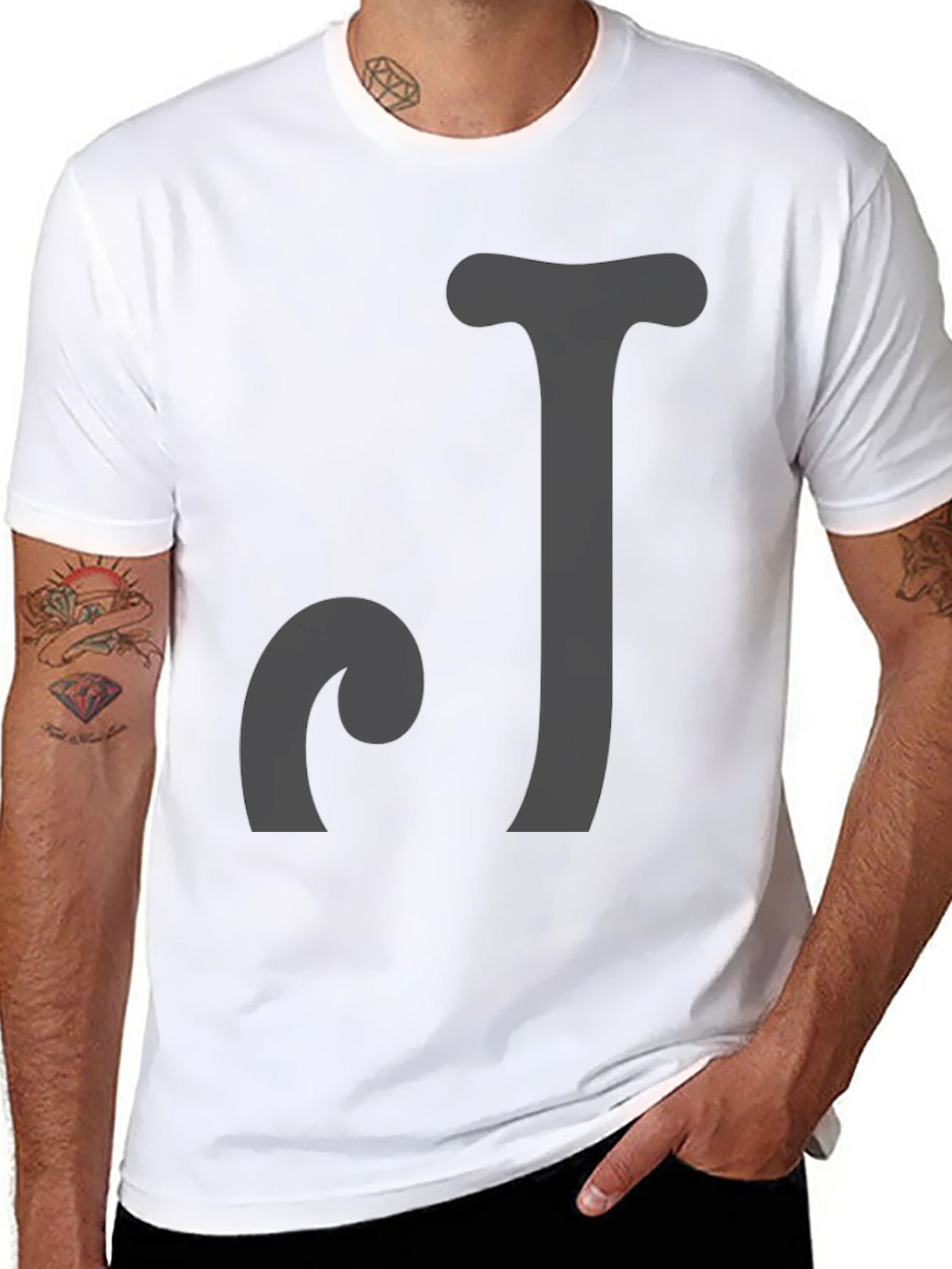 Black Initial 'CJ' Black T-Shirt view 8