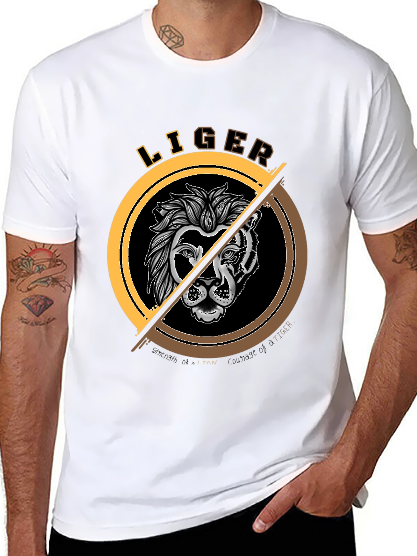 Black Liger Graphic Tee - Strength and Courage Shirt view 8