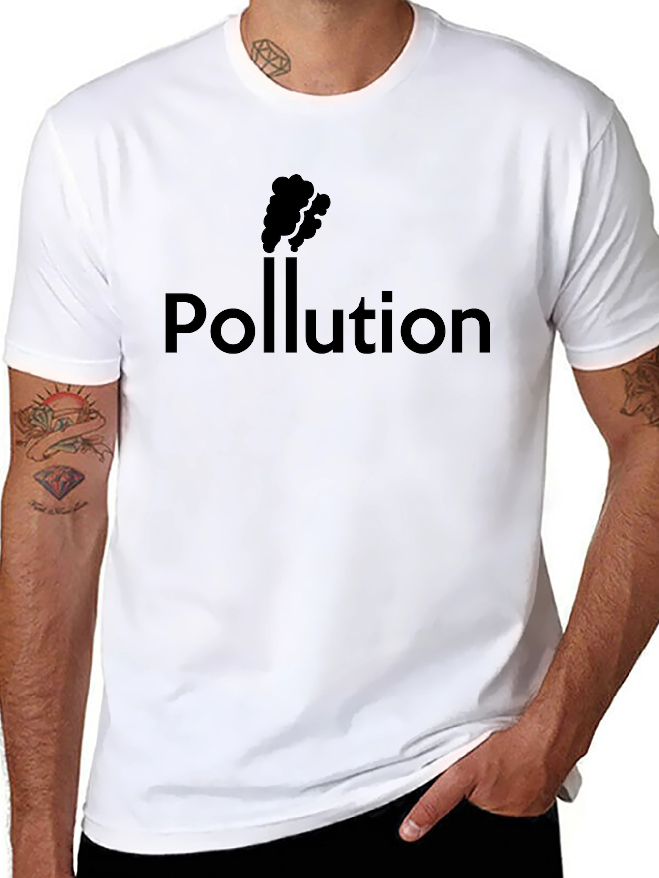 Black Pollution Graphic Tee - Black Cotton T-Shirt view 8