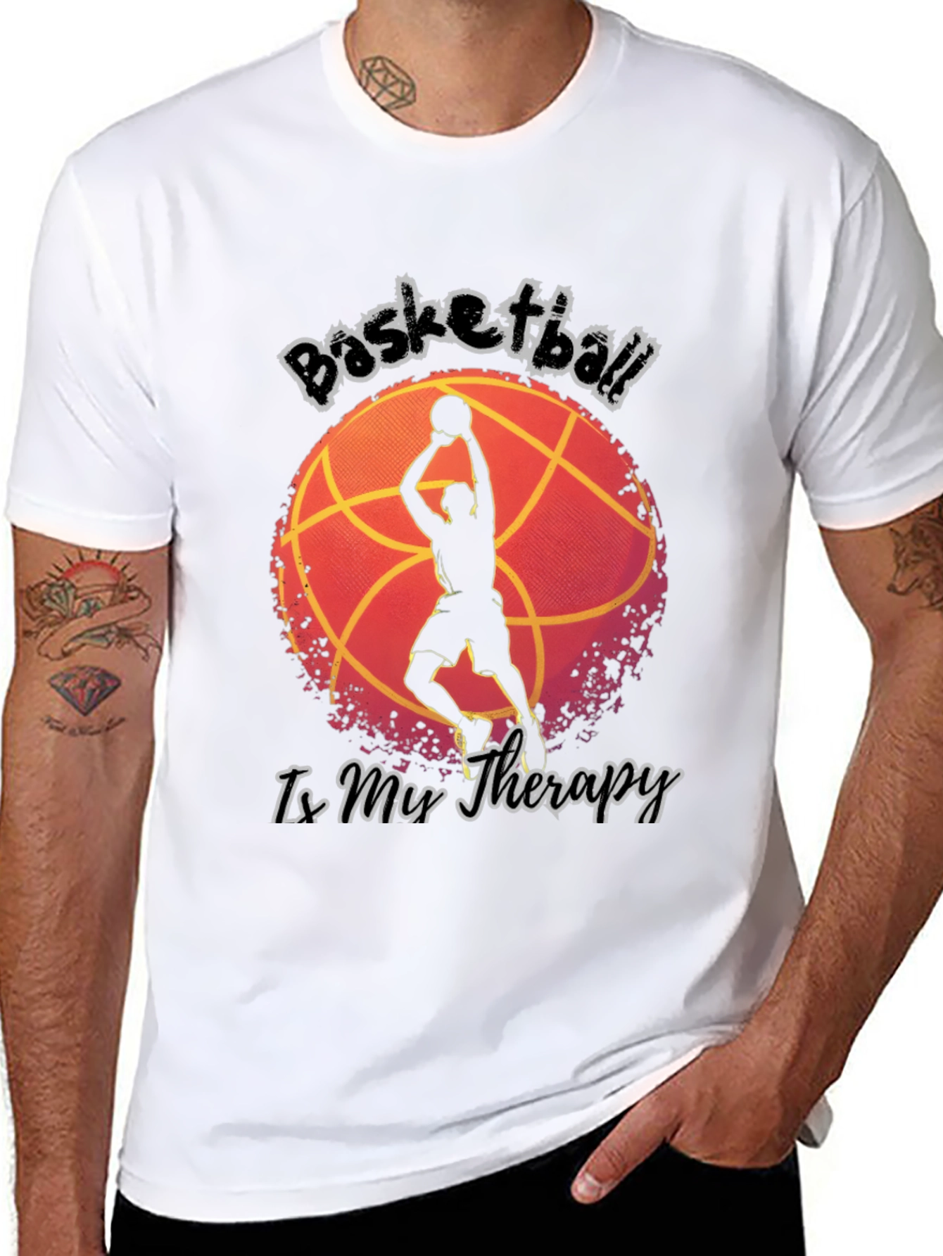 Black Basketball Is My Therapy T-Shirt view 8