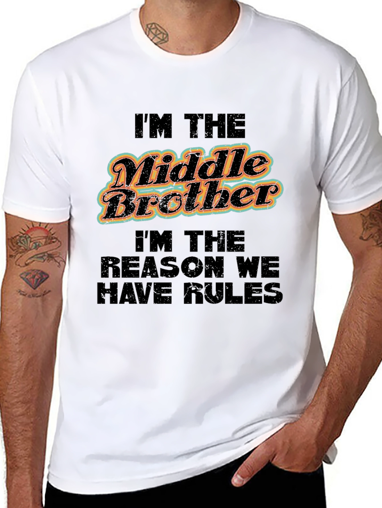 Black Middle Brother T-Shirt: The Reason We Have Rules view 8
