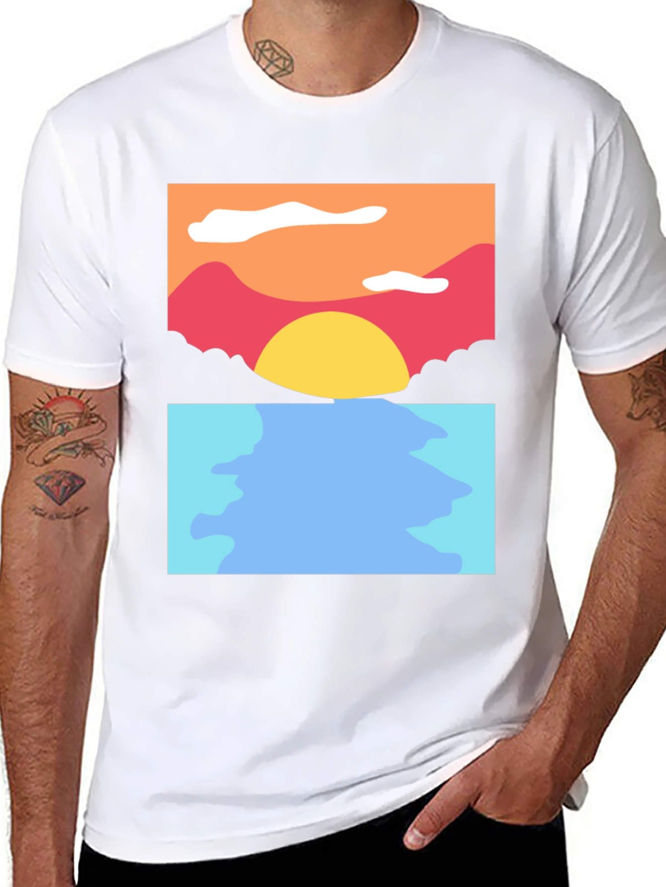 Black Sunset Seascape Graphic Tee - Soft Cotton Blend view 8