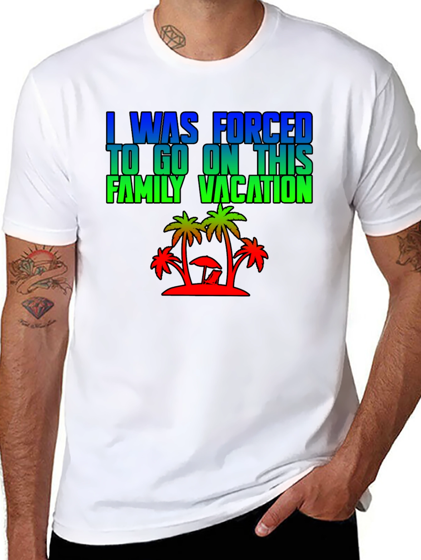 Black Forced Family Vacation Graphic Tee view 8