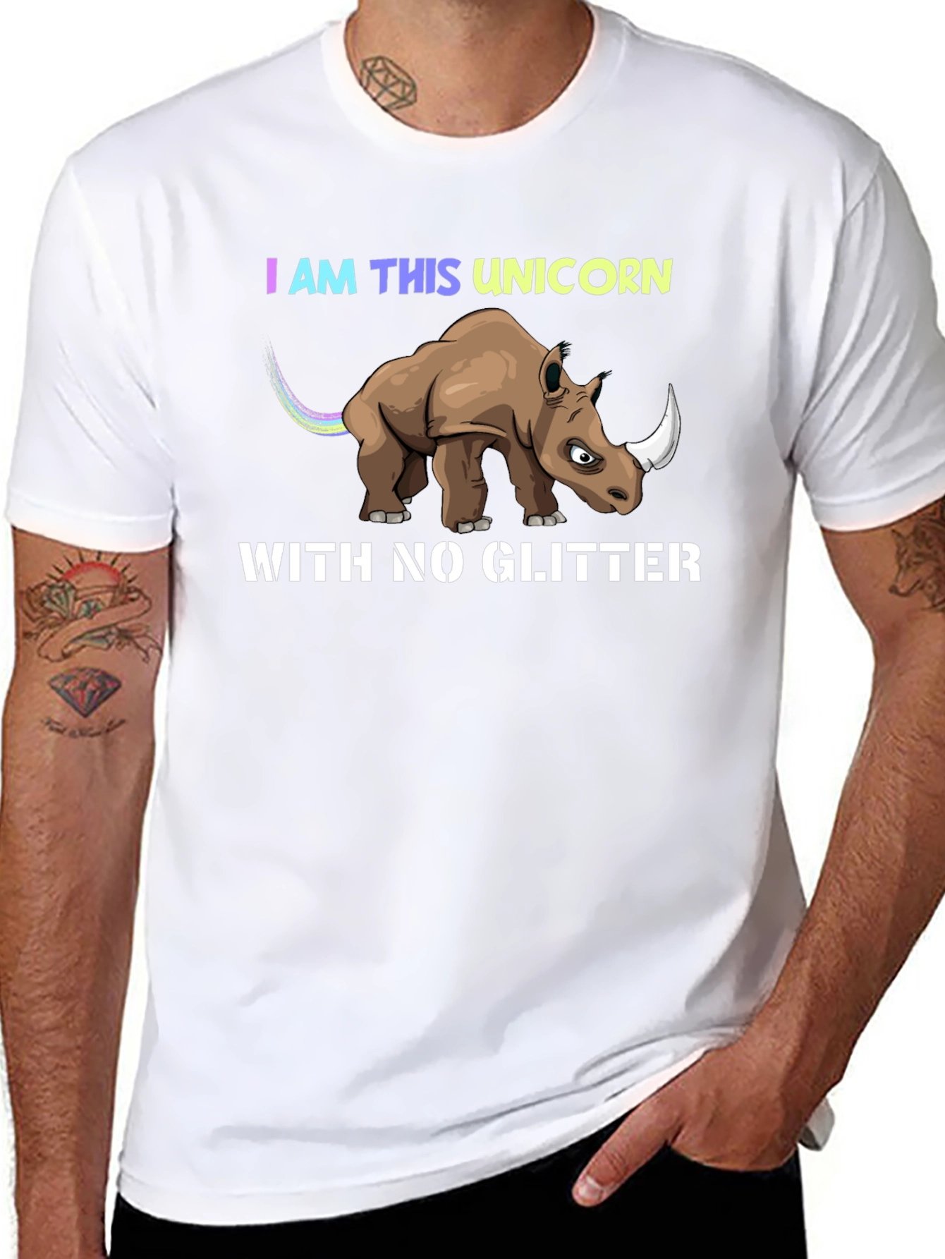 Black I Am This Unicorn T-Shirt Funny Rhino Tee view 8
