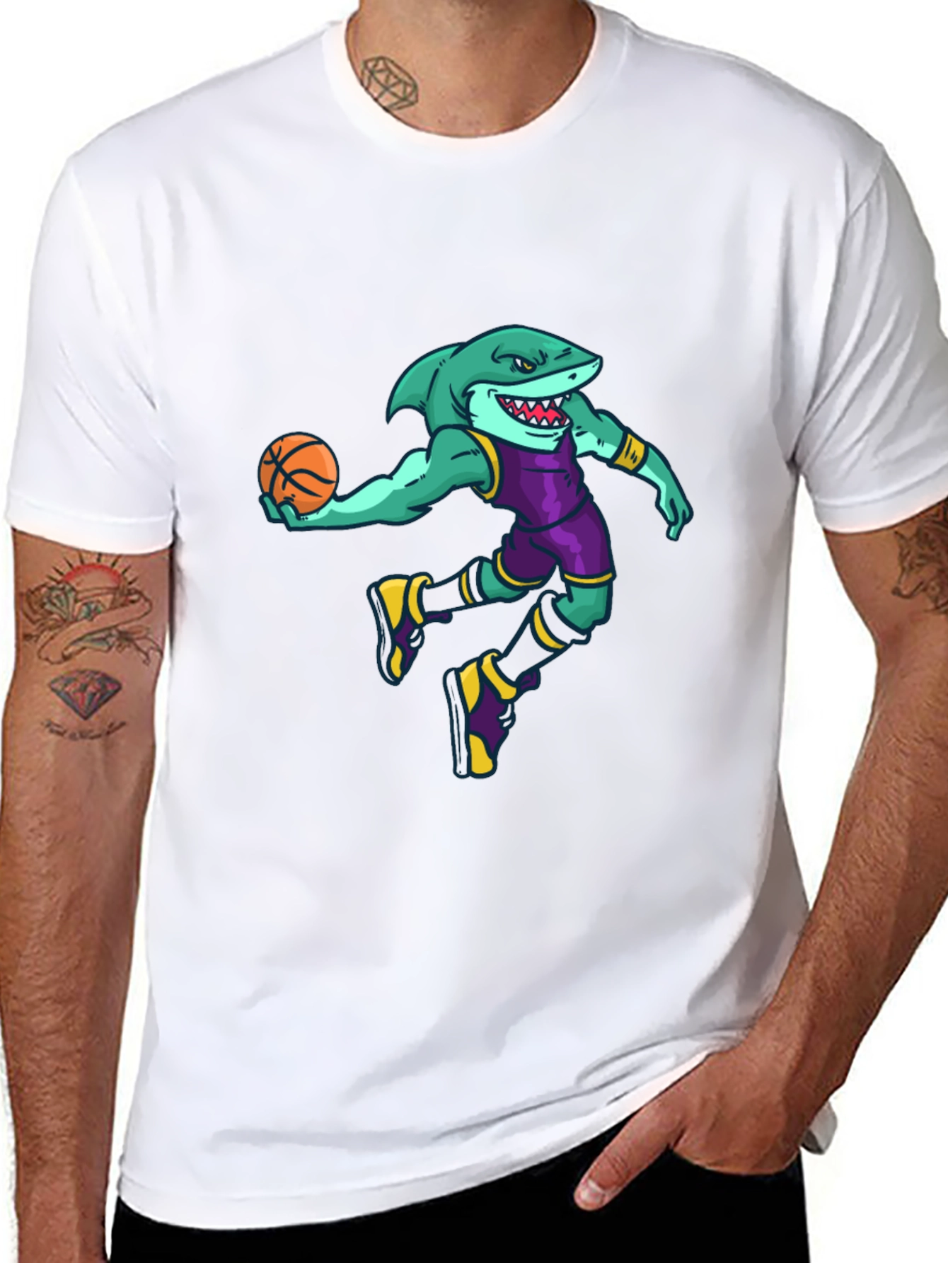 Black Shark Basketball Graphic Tee view 8