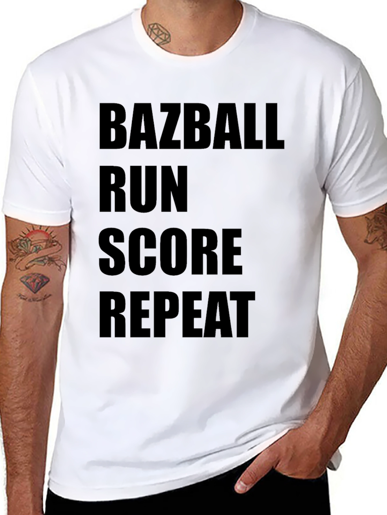 Black Bazball Run Score Repeat Graphic Tee view 8
