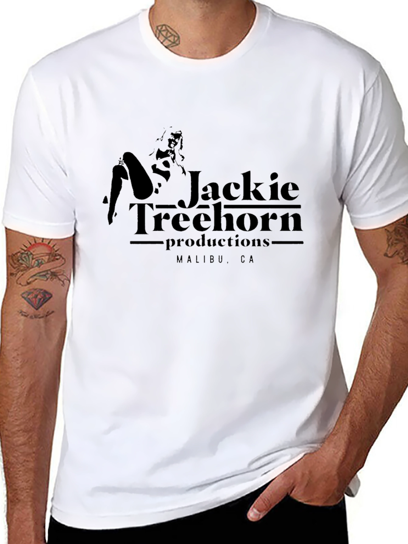 Black Jackie Treehorn Productions Black T-Shirt view 8