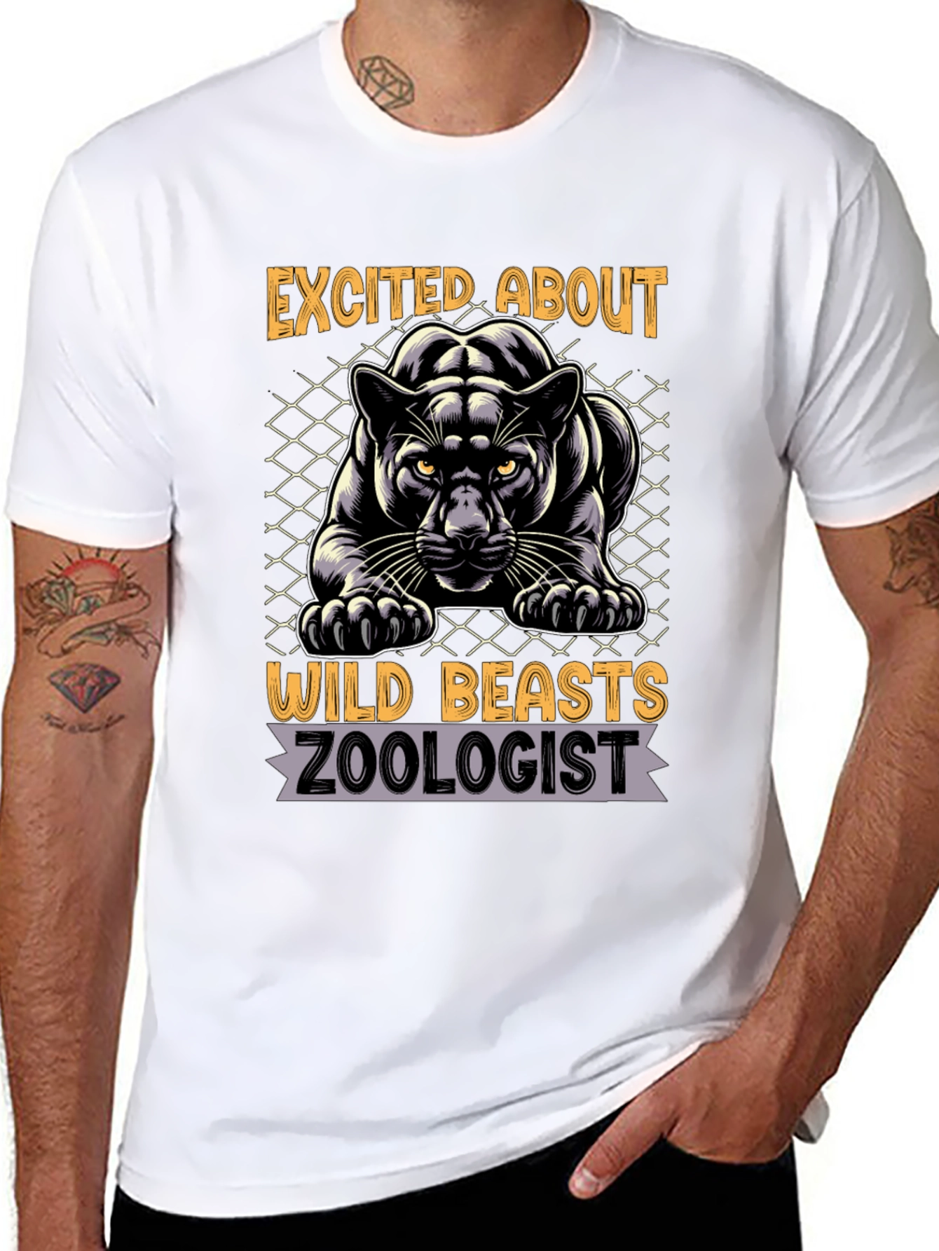 Black Excited About Wild Beasts Zoologist Graphic T-Shirt view 8