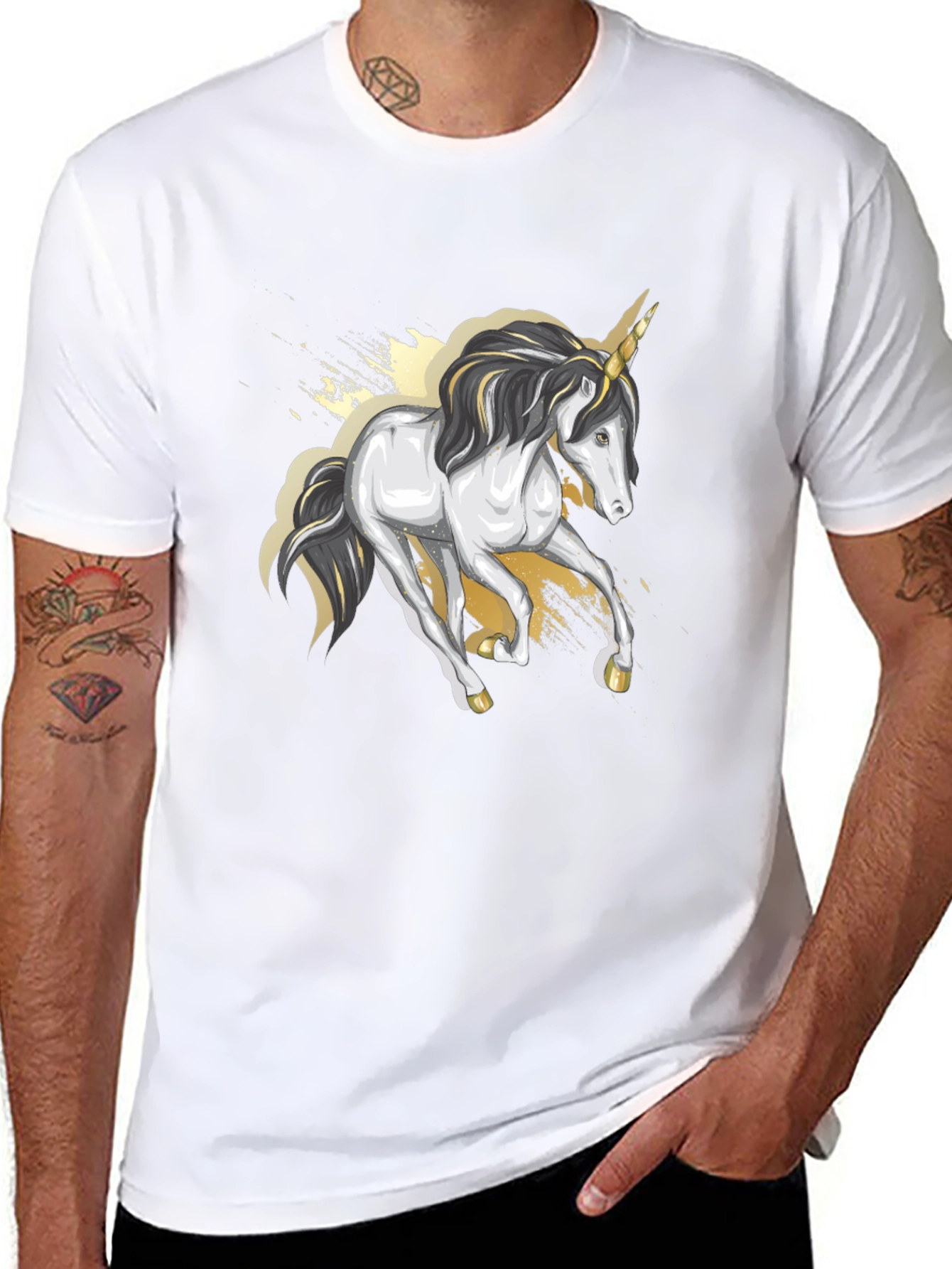 Black Unicorn Graphic Tee - Black Cotton Blend view 8