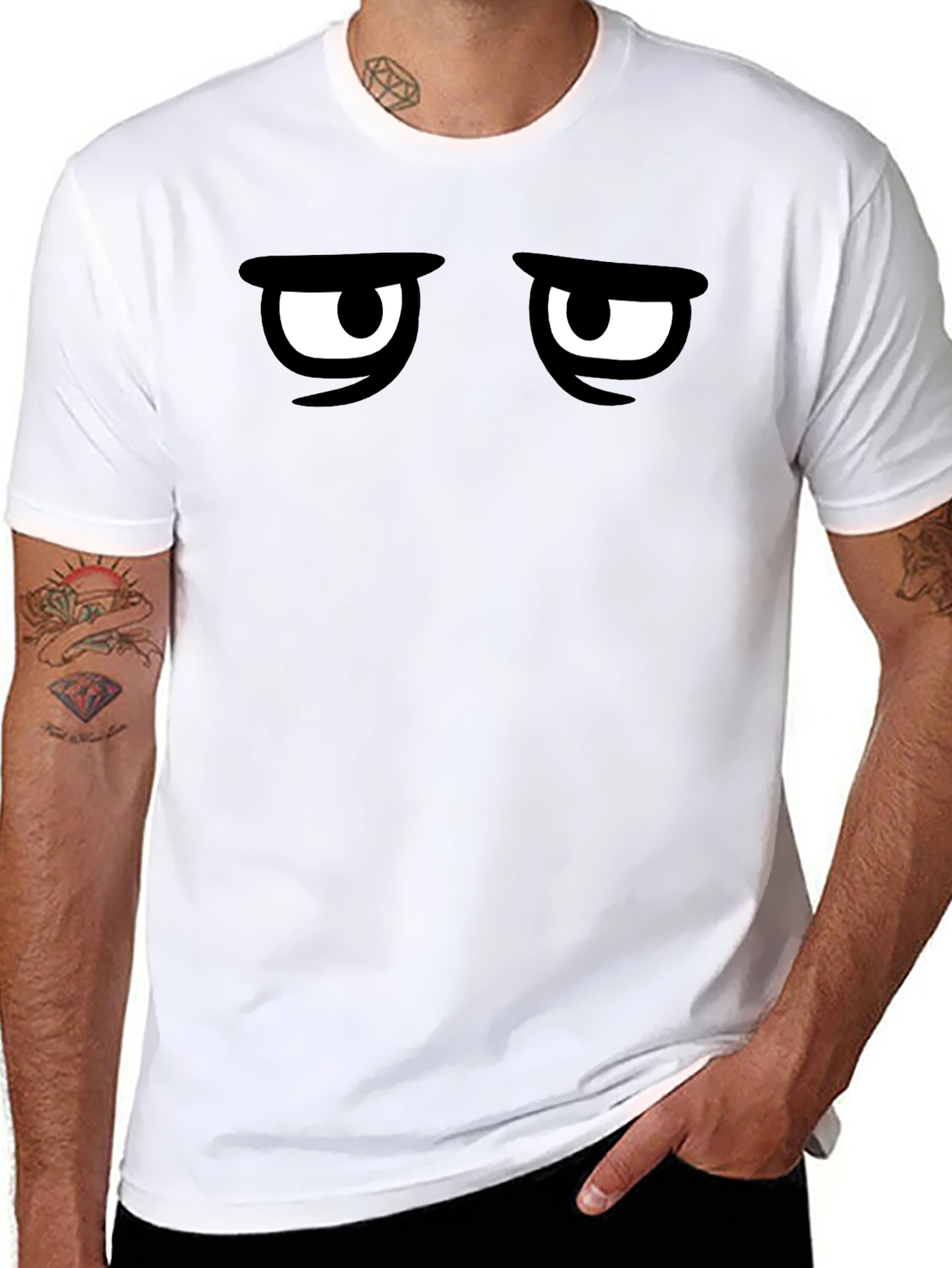 Black Grumpy Eyes Graphic Tee - Men's Black T-Shirt view 8