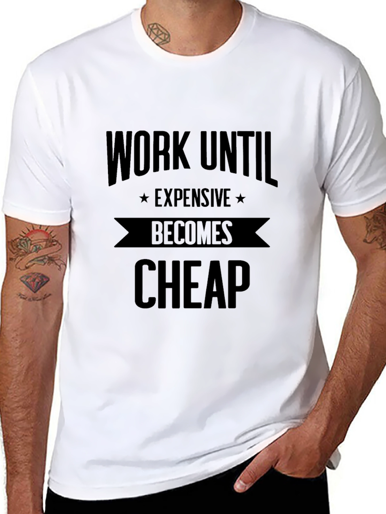 Black Work Until Expensive Becomes Cheap Black T-Shirt view 8