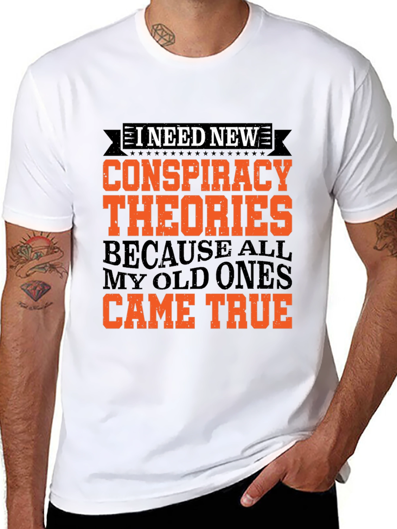 Black Conspiracy Theories T-Shirt - All My Old Ones Came True Funny Tee view 8