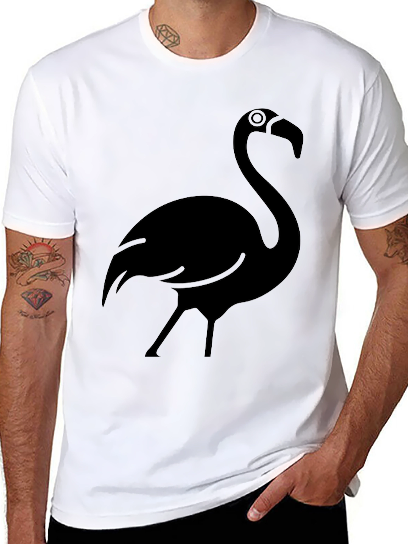 Black Black Flamingo Graphic Tee - Casual Style view 8