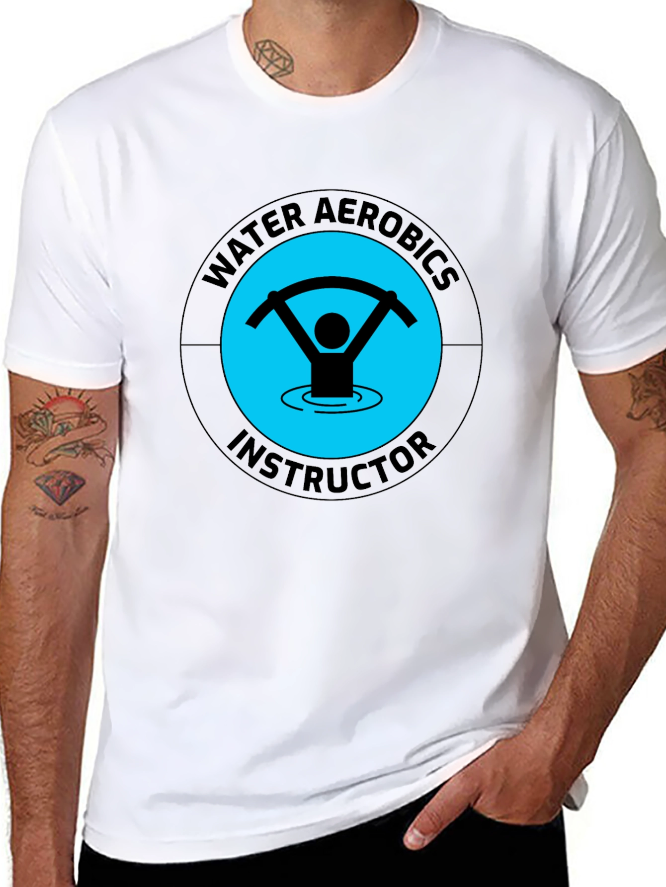 Black Water Aerobics Instructor T-Shirt, Unisex Black Tee view 8