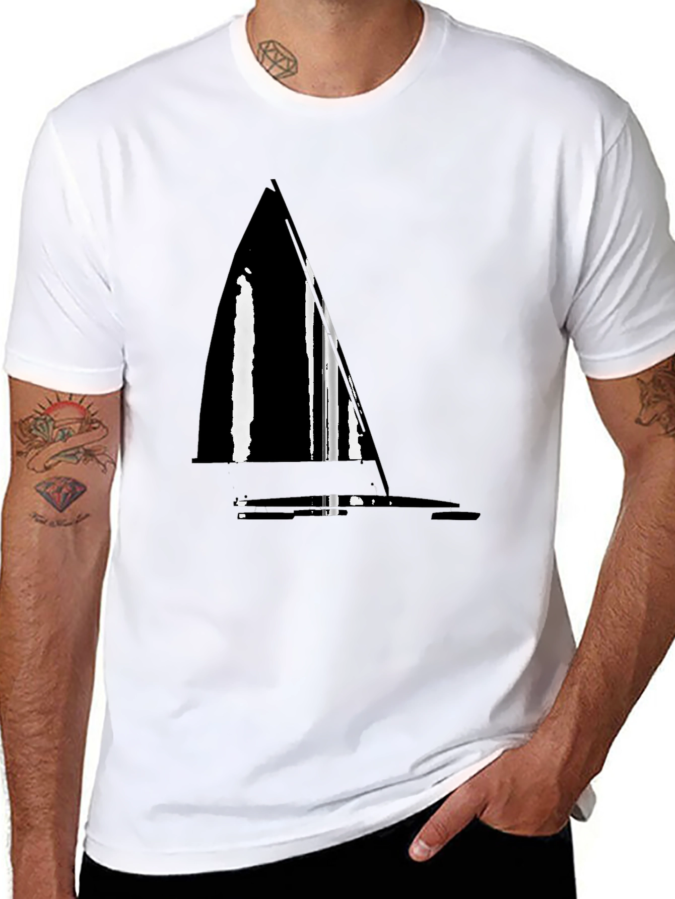 Black Nautical Sailboat Graphic Tee - Stylish Black T-Shirt view 8